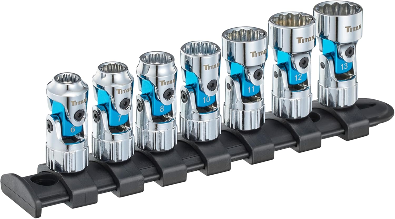 Titan 66840 Steckschlüsselsatz – 7-teilig, 1/4 Zoll Antrieb, Metrisch, Mit Auto-Flex Gelenk