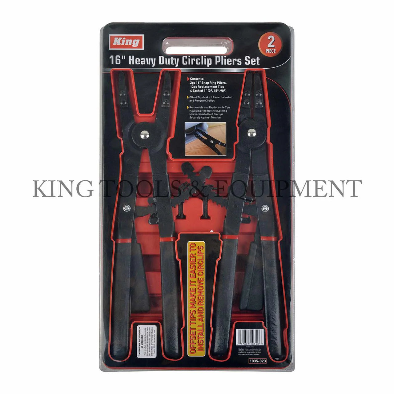 King 2 Pc 16" Internal / External Snap Ring Pliers w/ Replacement Tips 1035-023