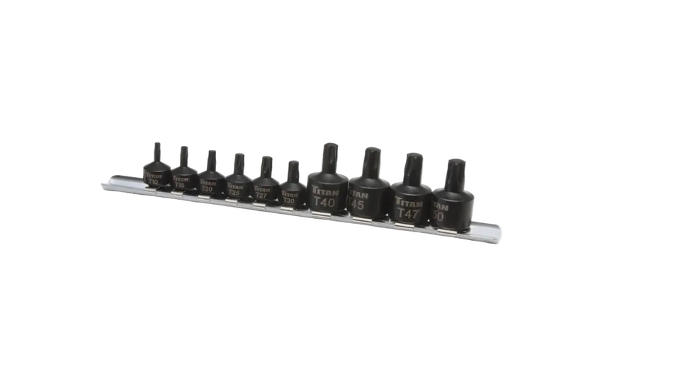 Titan 16142 10 Pc Torx Impact Bit Socket Set T10-T50
