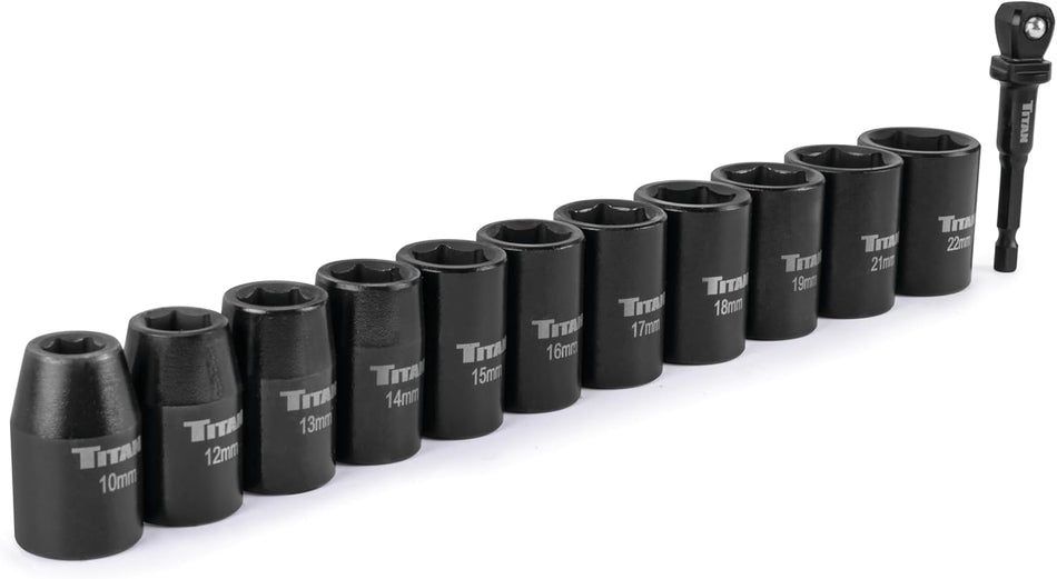Titan 42201 12-Piece 1/2-Inch Drive Metric Standard Impact Socket Set