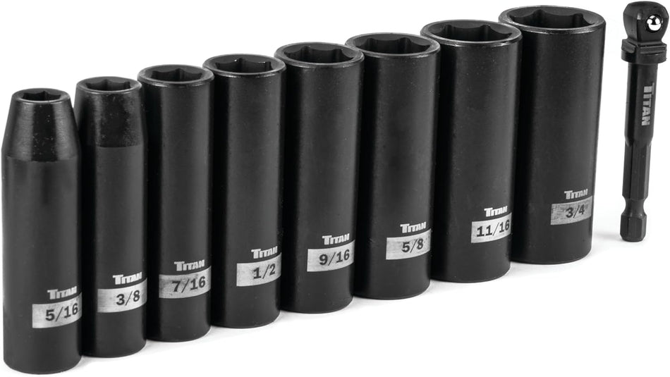 Titan 48301 9-Piece 3/8-Inch Drive SAE Deep Impact Socket Set