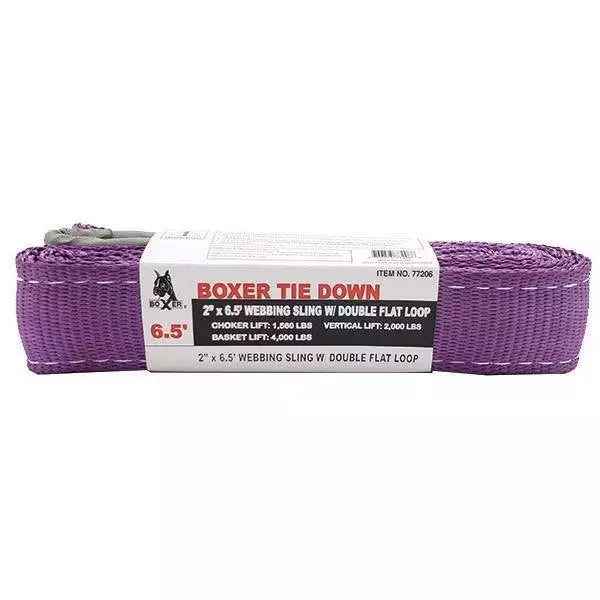 Boxer 2" x 6.5' 2000 lbs Polyester Webbing Sling w/ Double Flat Loops, 77206