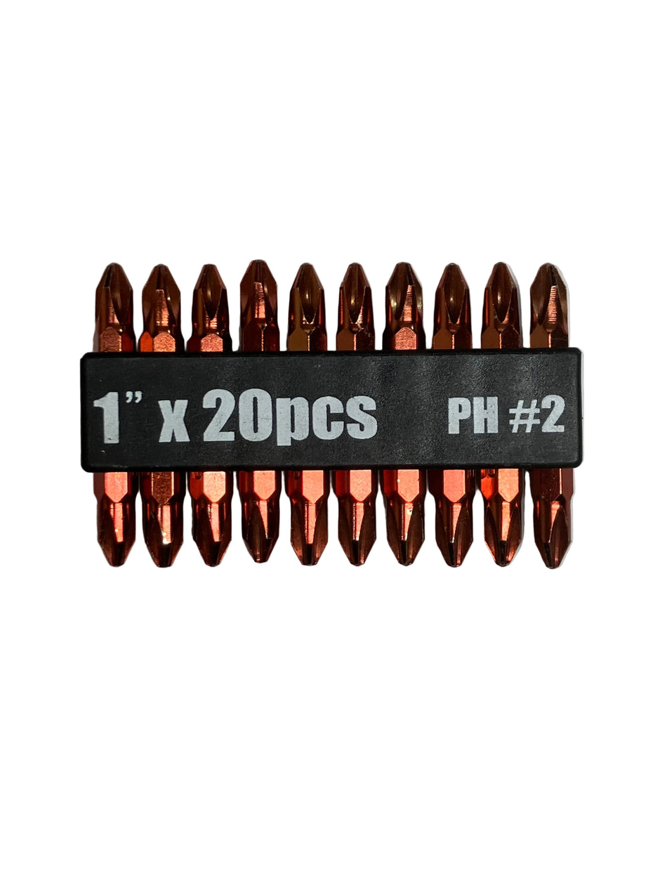 Stay Sharp 75007 20 Pc S2 Steel 1” PH2 Phillips #2 Power Bits Set