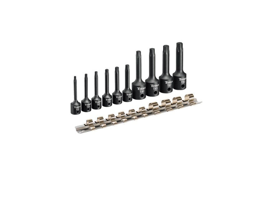 Titan 49007 10 Pc Deep Torx Impact Bit Socket Set T10-T50