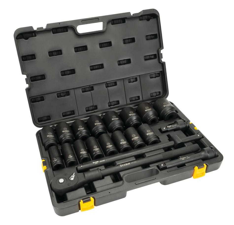 Titan 44001 20 Pc 3/4-Inch Drive 6-Point SAE Impact Socket Set
