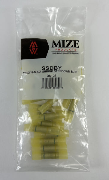 Mize Wire 25 Pc Yellow (12-10 GA) to Blue (16-14 GA) Step Down Shrink Butt Connectors, SSDBY