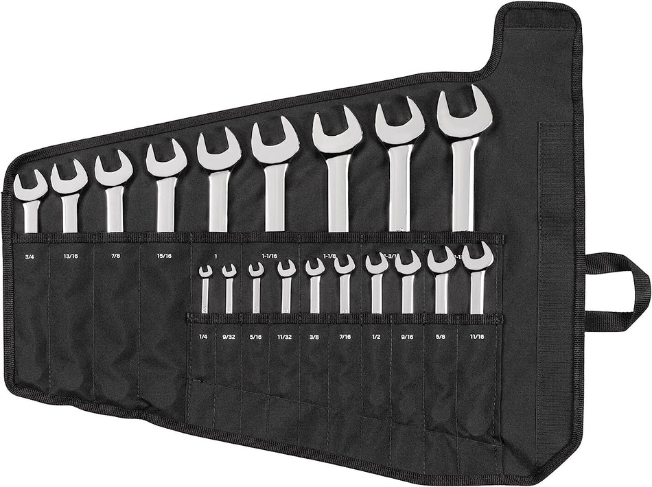 TEKTON WCB94103 SAE Combination Wrench Set with Pouch, 19-Piece (1/4- 1-1/4 in.)