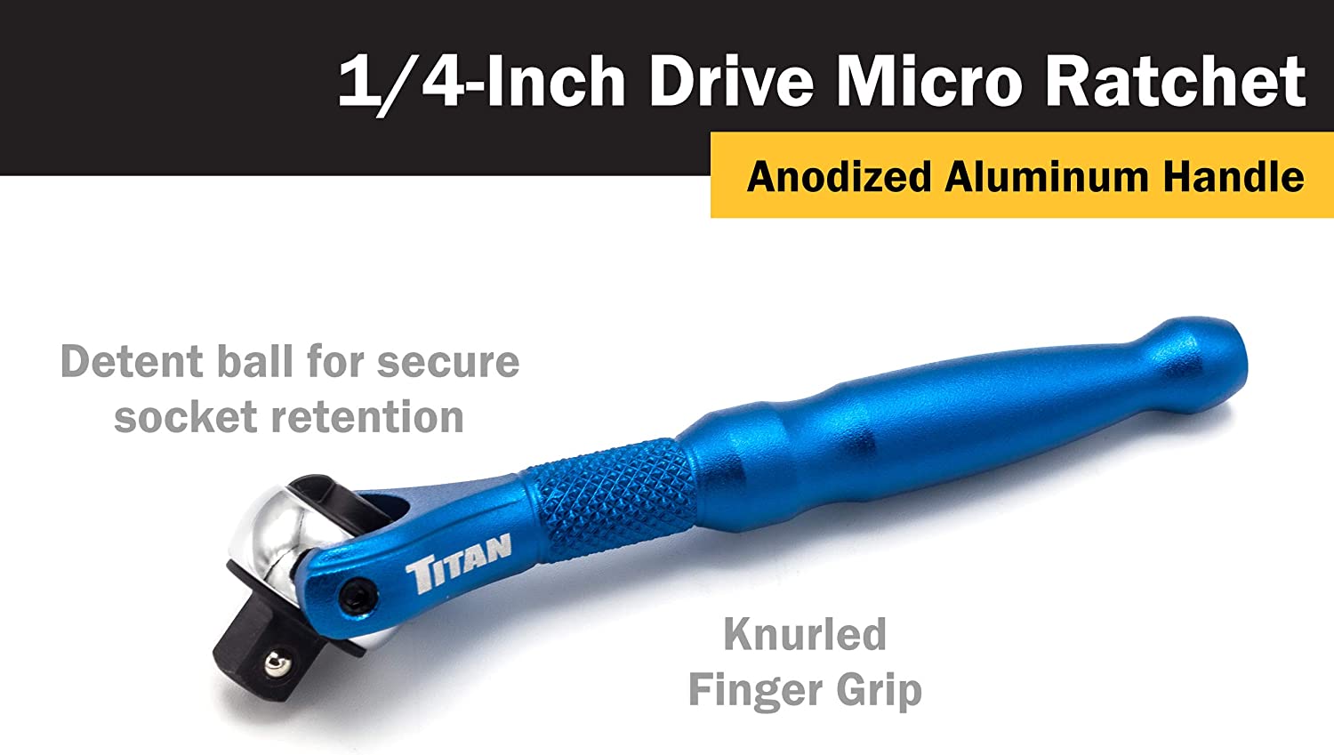 Titan Tools 11314 1/4-Inch Drive x 4-Inch 90-Tooth Swivel Head