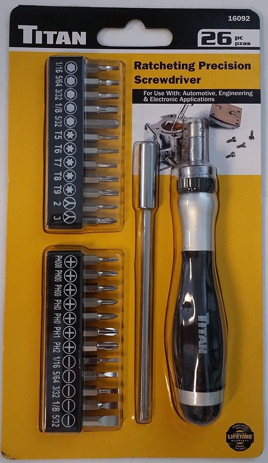 Titan Tools 16092 26 Piece Ratcheting Precision Screwdriver