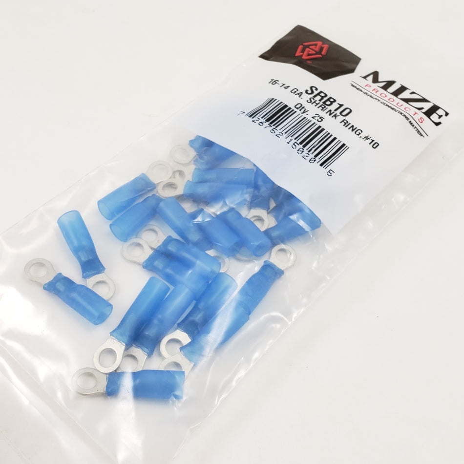 Mize Wire 25 Pc 16-14 GA #10 Blue Shrink Terminals, SRB10