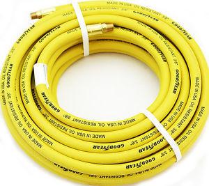 Continental CONTITECH (Formerly Goodyear) 46506 3/8-Inch x 100-Feet Rubber Air Hose 1/4-Inch Fittings, Yellow - Made in USA