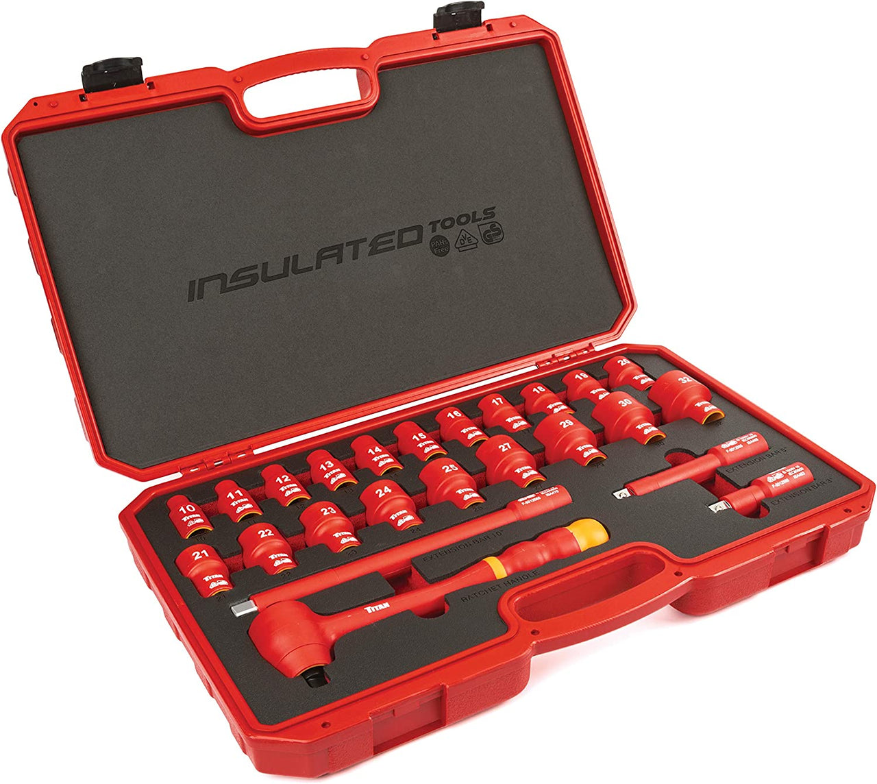 Titan 62100 Tool 24-piece 1/2 In. Drive VDE Insulated Socket Set