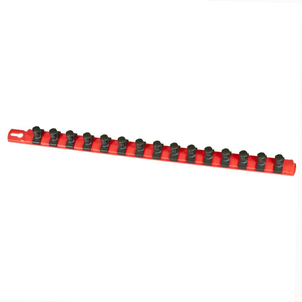 Ernst Manufacturing #8401 18-Inch Socket Organizer with 15 3/8-Inch Twist Lock Clips, Red