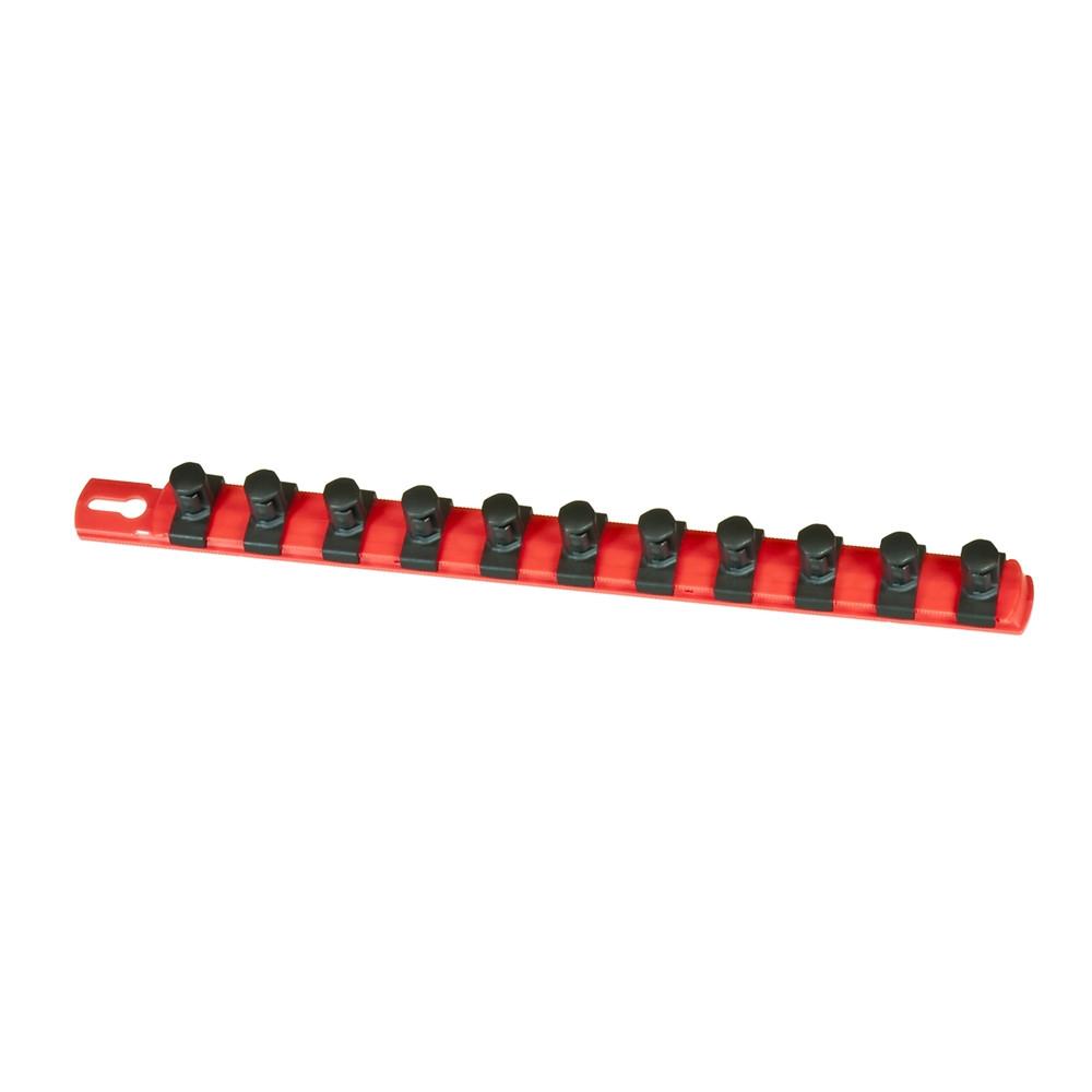Ernst Manufacturing #8416 13-Inch Socket Organizer with 11 1/2-Inch Twist Lock Clips, Red