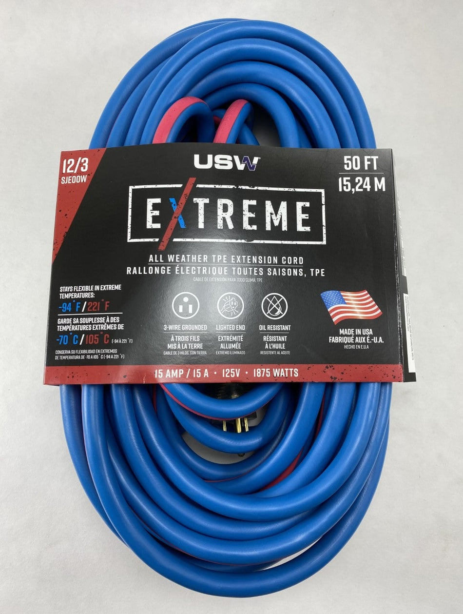 US Wire Extreme Duty -94F Rated 50' 12/3 SJEOOW Outdoor Extension Cord 99050