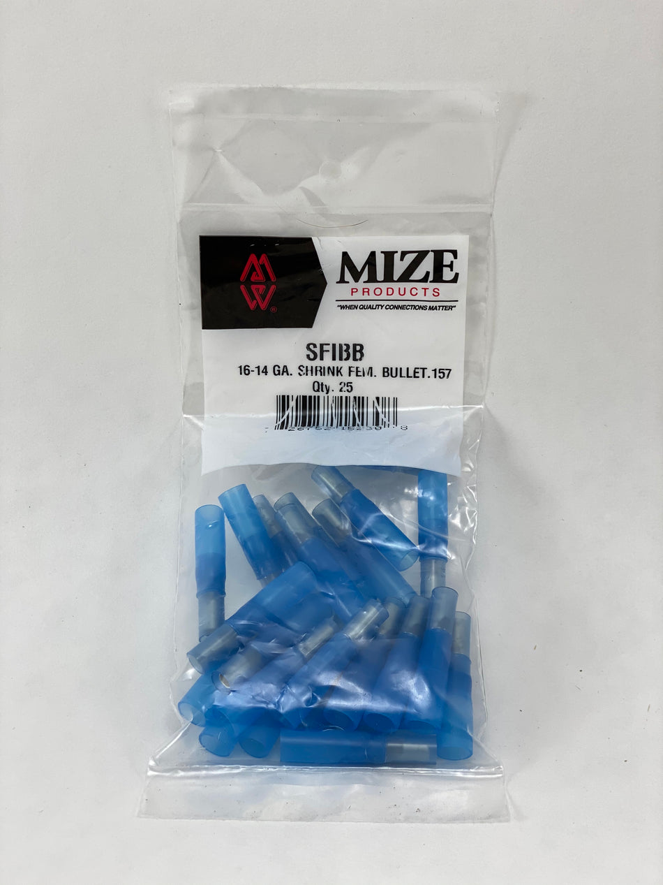 Mize Wire 25 Pc 16-14 GA Female Shrink Bullet Plug Connector, SFIBB