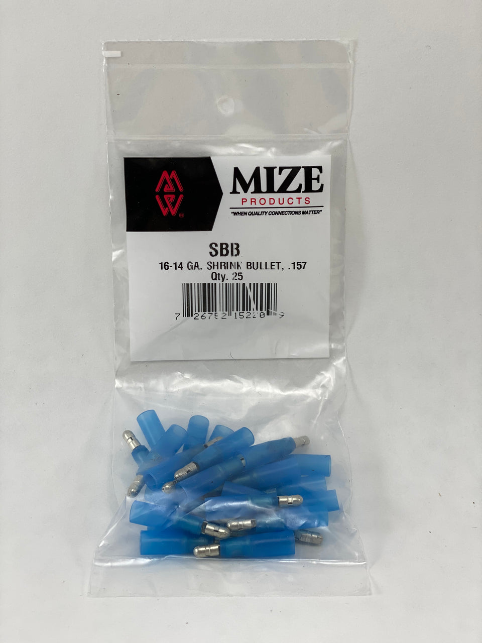 Mize Wire 25 Pc 16-14 GA Male Shrink Bullet Plug Connector, SBB