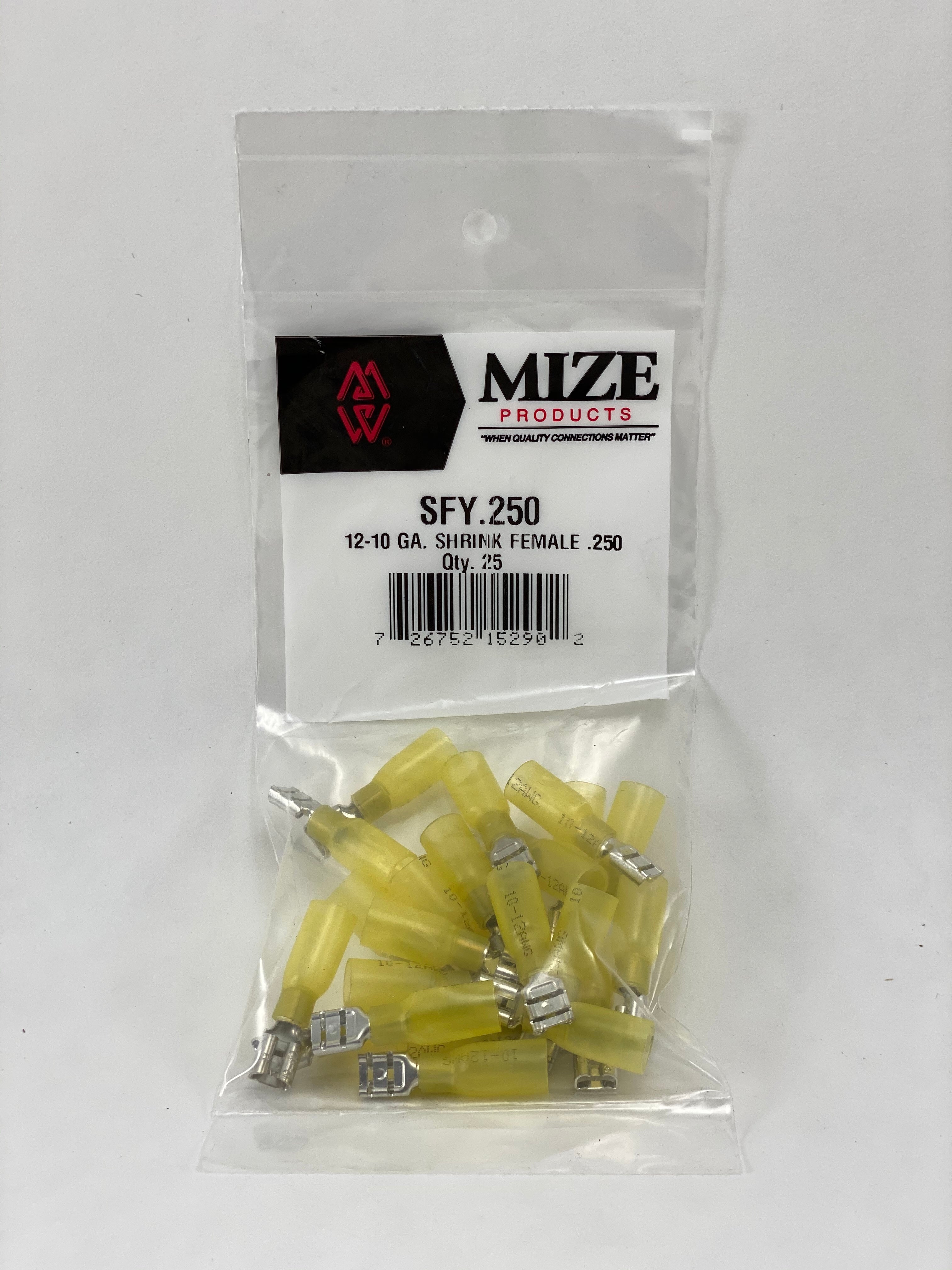 Mize Wire 25 Pc 12-10 GA Female Uninsulated Shrink Plug Connector, SFY ...