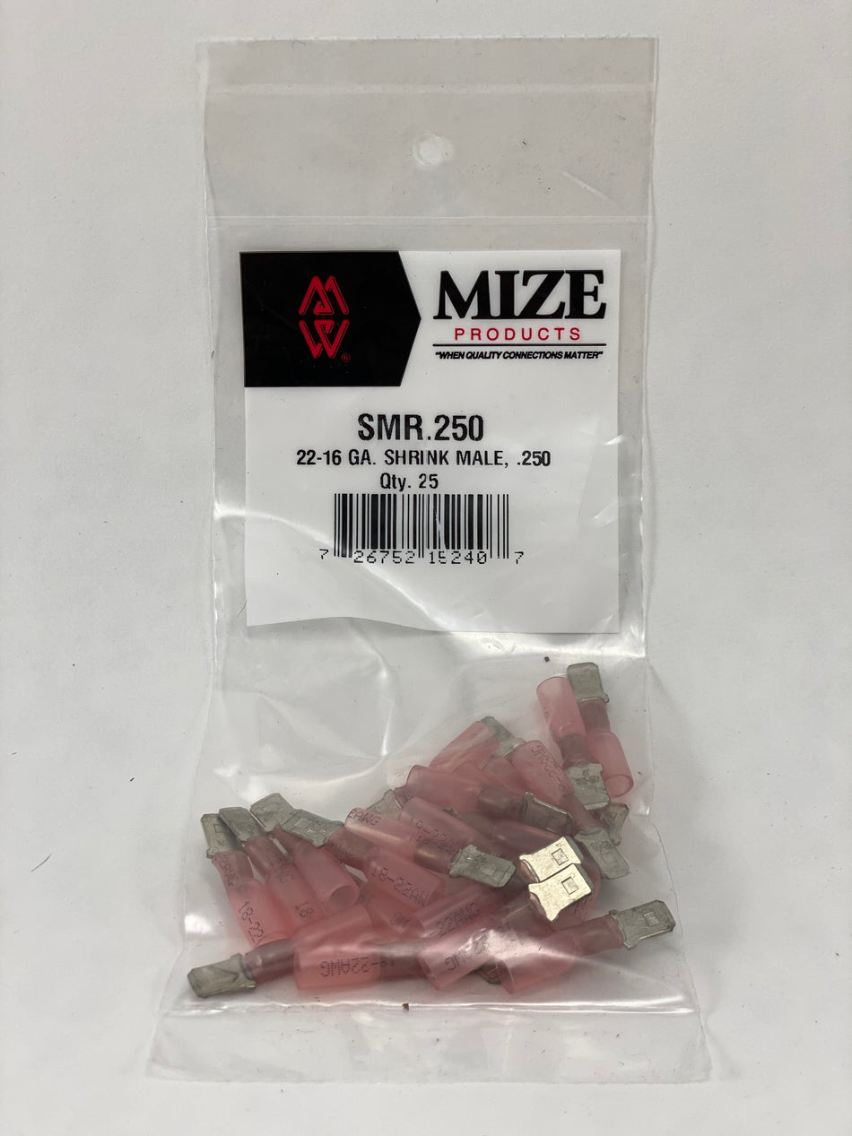 Mize Wire 25 Pc 22-16 GA Female Uninsulated Shrink Plug Connector, SFR250