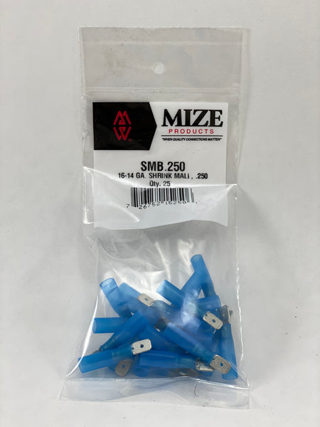 Mize Wire 25 Pc 16-14 GA Male Uninsulated Shrink Plug Connector, SMB250