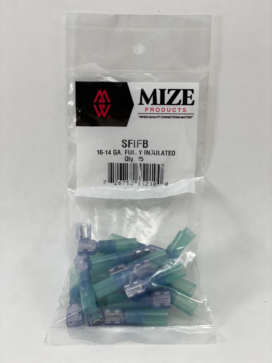 Mize Wire 25 Pc 16-14 GA Female Insulated Shrink Plug Connector, SFIFB