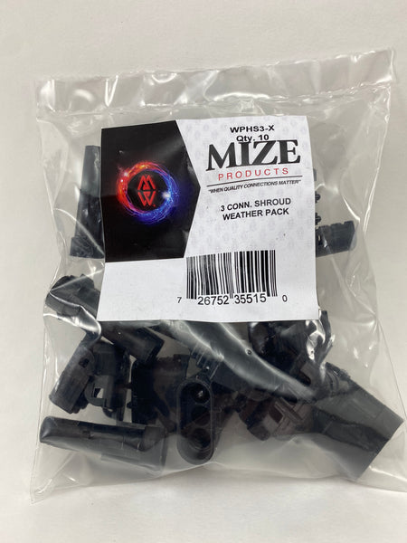 Mize Female Connector Shroud Weather Pack Plugs - Three Connectors, WPHS3X