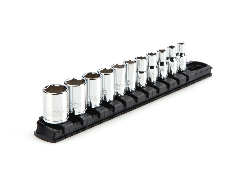 Tekton SHD90101 ¼ Inch Drive 6 Point Socket Set w/ Twist Lock Rail, 11 Pc 5/32 - 9/16