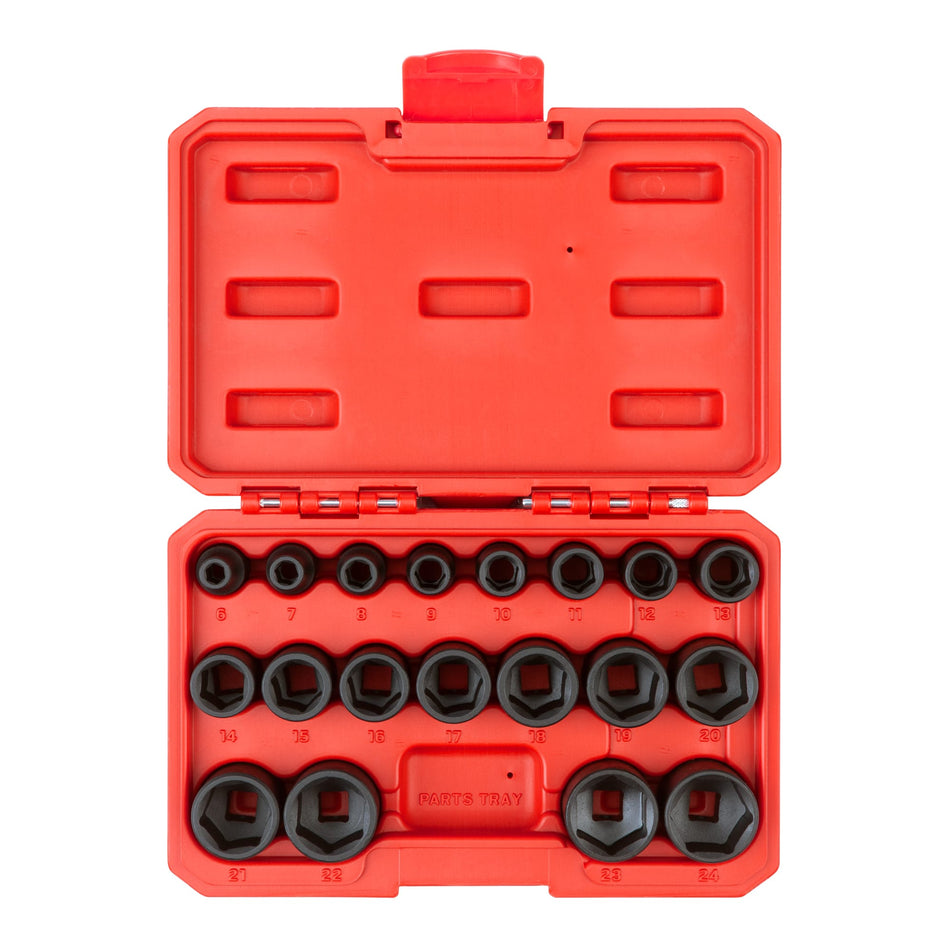 Tekton SID91302 3/8 Inch Drive 6-Point Impact Socket Set, 19-Piece (6-24 mm)