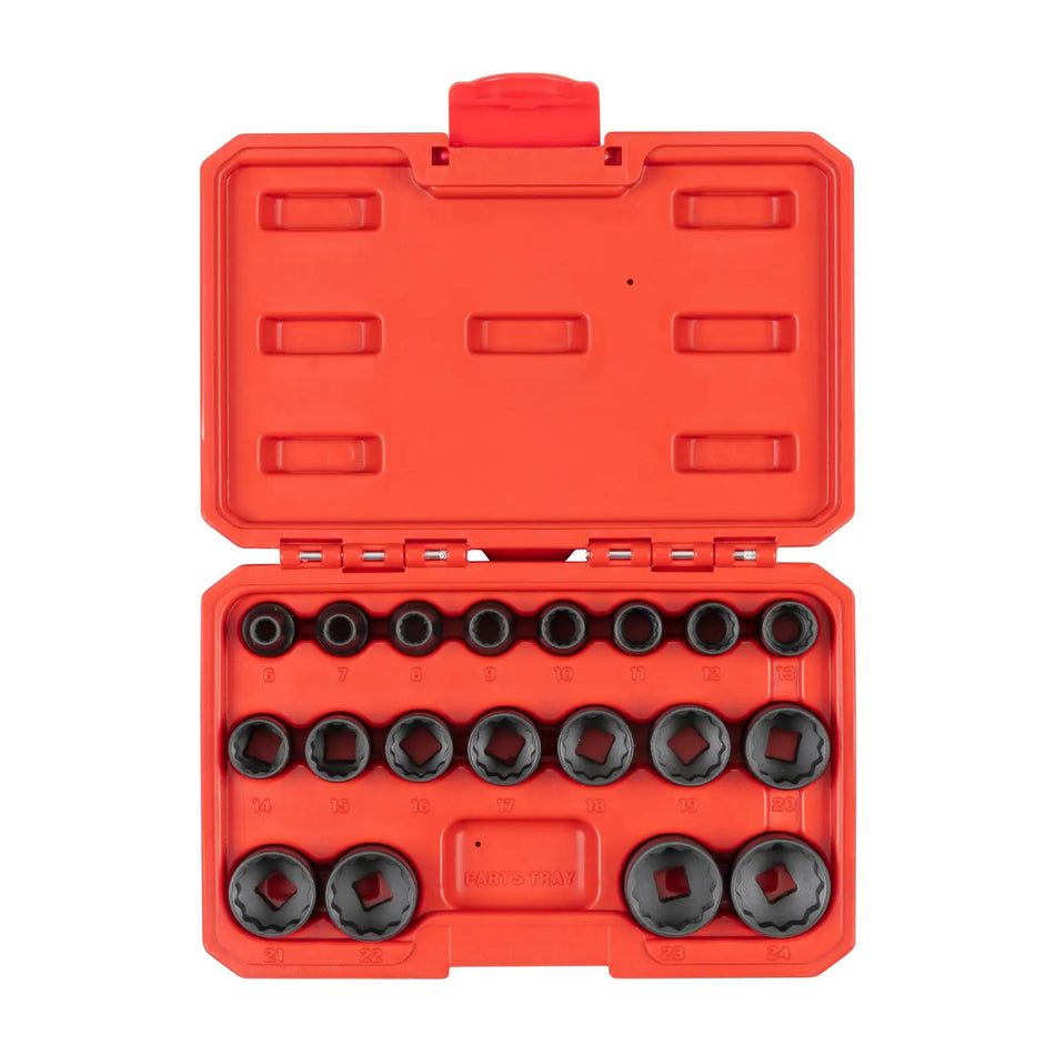 Tekton 3/8 Inch Drive 12-Point Impact Socket Set, 19-Piece (6 - 24 mm) SID91306