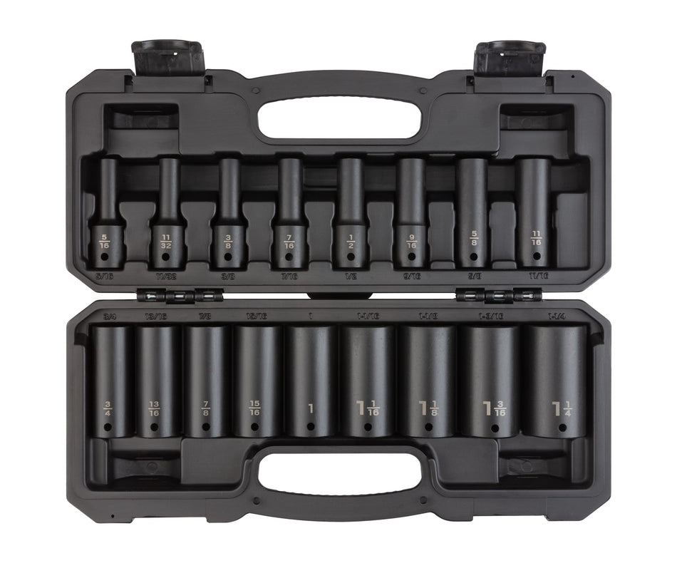 Tekton SID92305 1/2 Inch Drive Deep 6-Point Impact Socket Set, 17 Pc 5/16 - 1-1/4