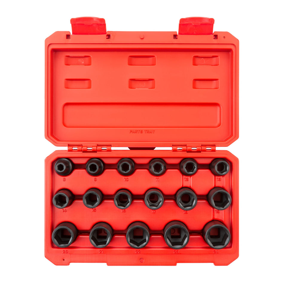 Tekton SID92321 1/2 Inch Drive 6-Point Impact Socket Set, 17-Piece (8-24 mm)