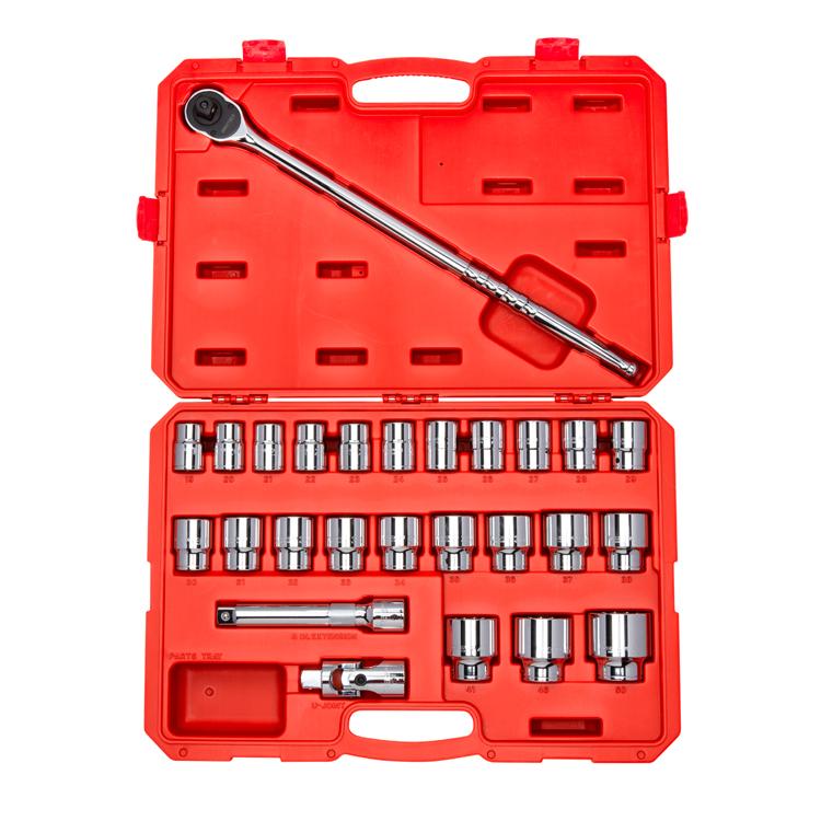 Tekton SKT35204 3/4 Inch Drive 6-Point Socket & Ratchet Set, 27-Piece (19-50 mm)