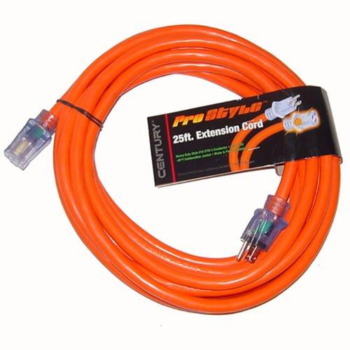 Century Pro Style 25' 10 Gauge Contractor Grade Power Extension Cord, 10/3, D14110025