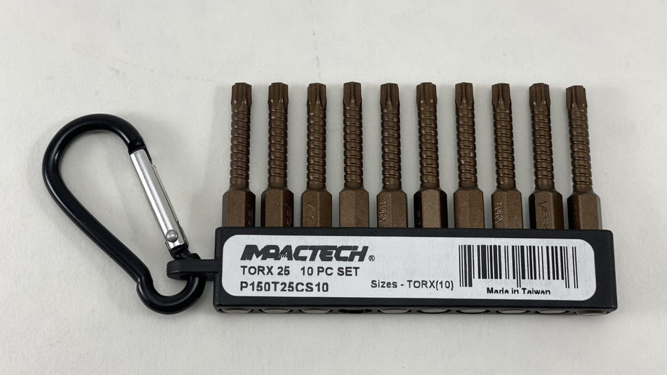 Vega IMPACTECH 10 Pc 2" T25 Torx Impact Power Bits Set w/ Keychain P150T25CS10