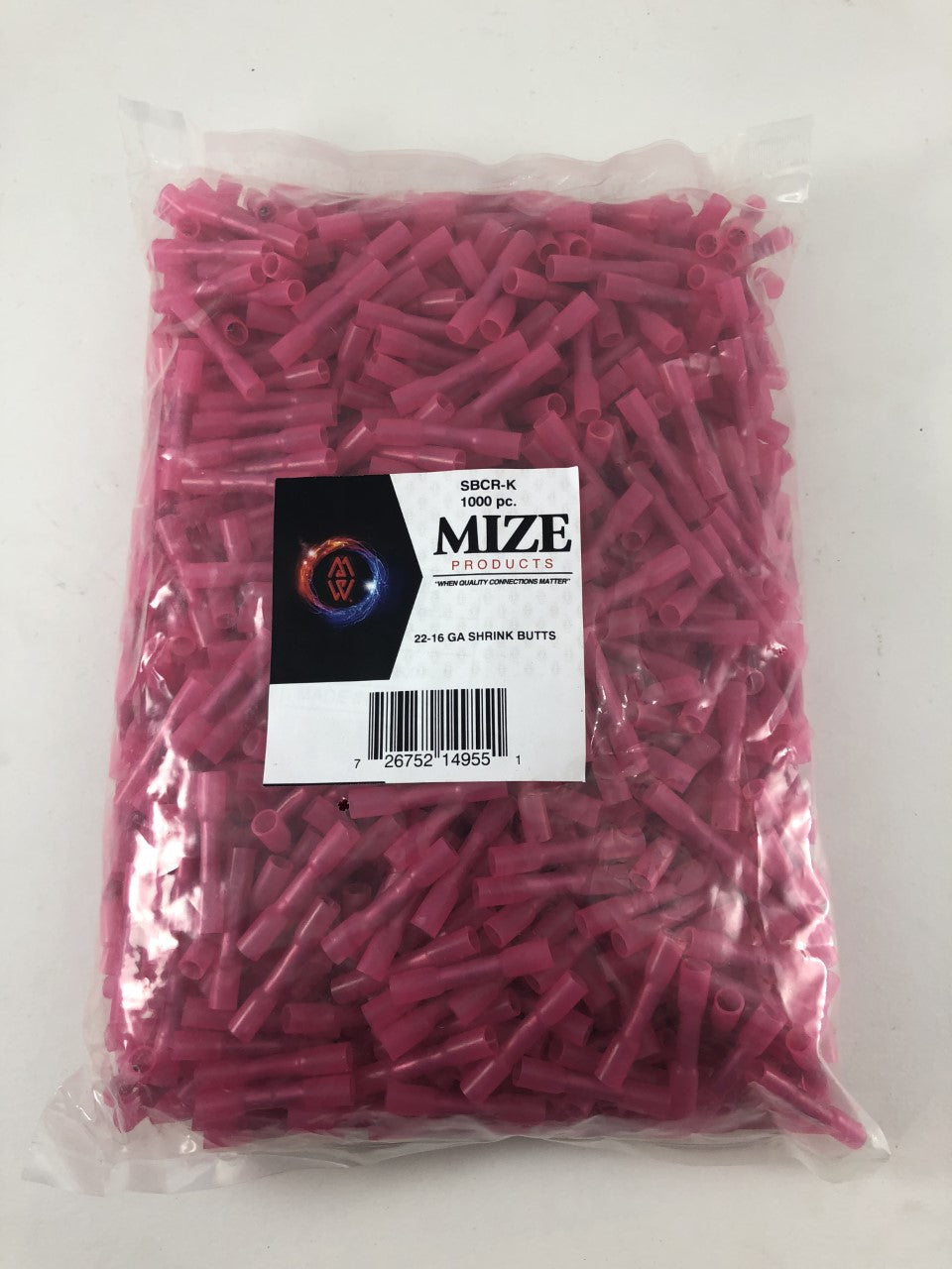 Mize Wire 1000 Pc Red 22-16 Gauge Heat Shrink Butt Connectors, Made in USA
