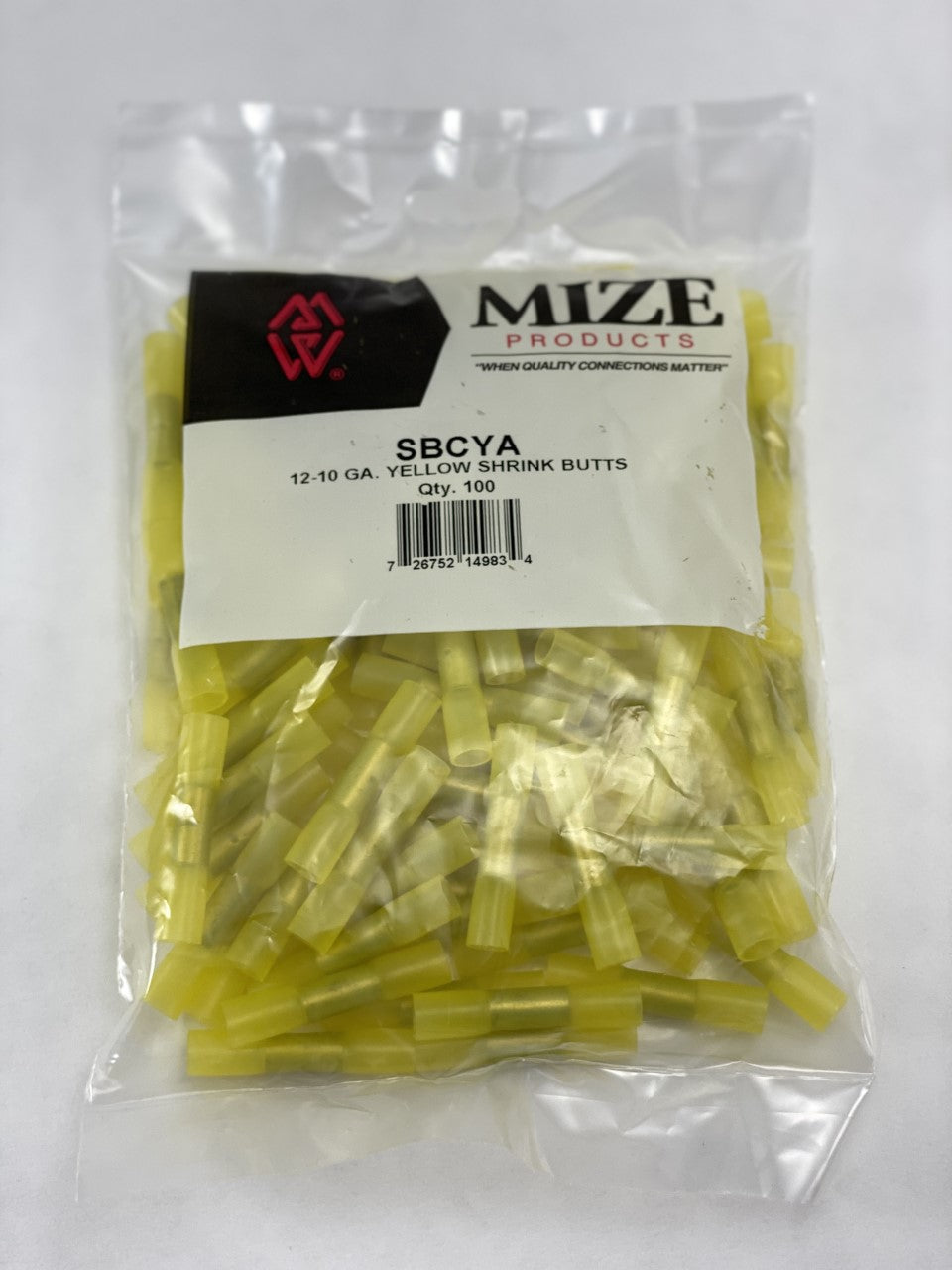 Mize Wire 100 Pc Yellow 12-10 Gauge Heat Shrink Butt Connectors, Made ...