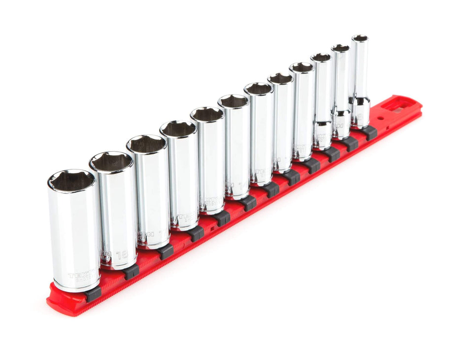 Tekton SHD91106 3/8 Inch Drive Deep 6-Point Socket Set, 12-Piece (8-19 mm)