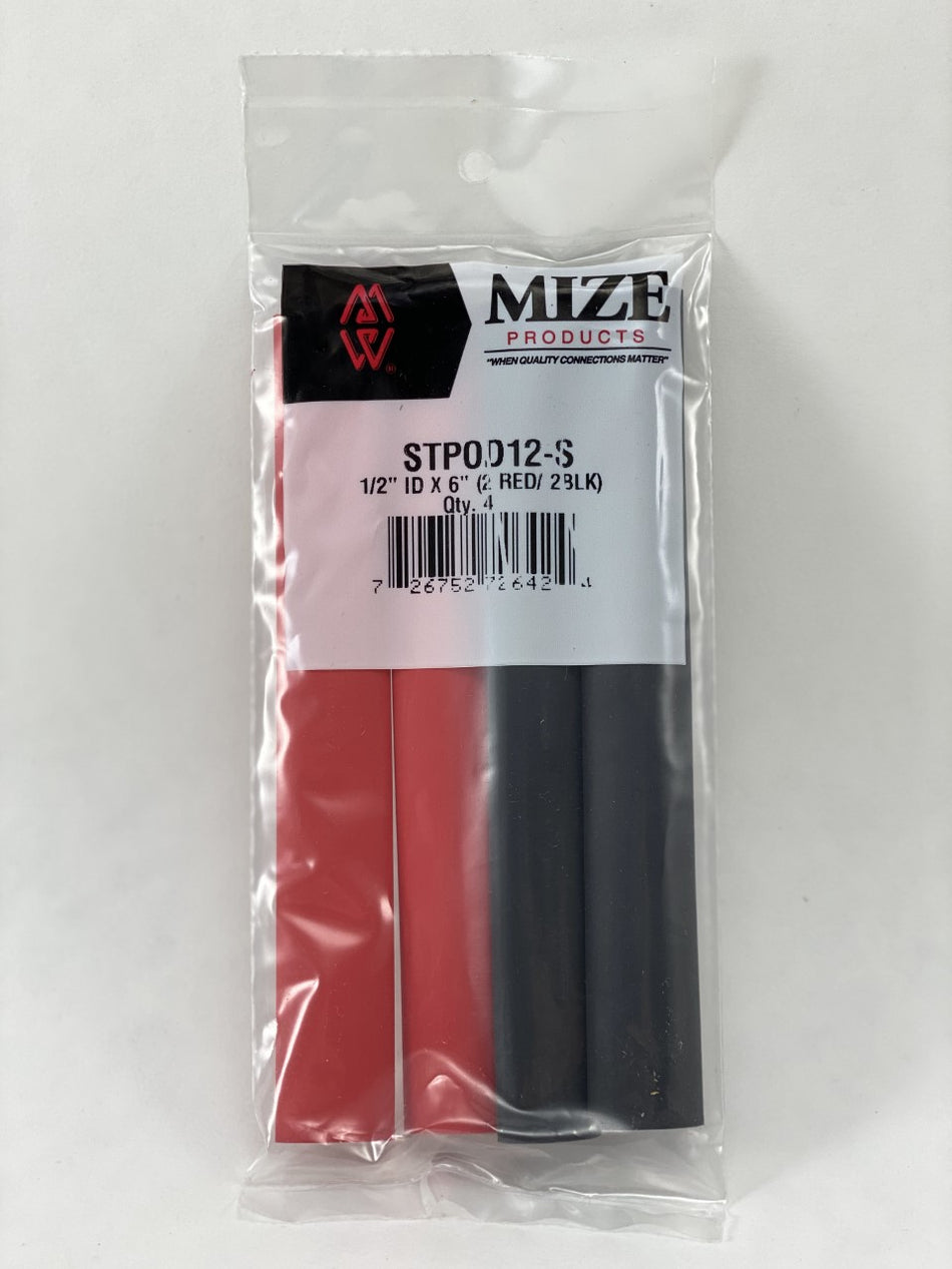 Mize Wire 4 Pc 1/2" Polyolefin Dual Wall Heat Shrink Tubing w/ Adhesive, STPOD12S