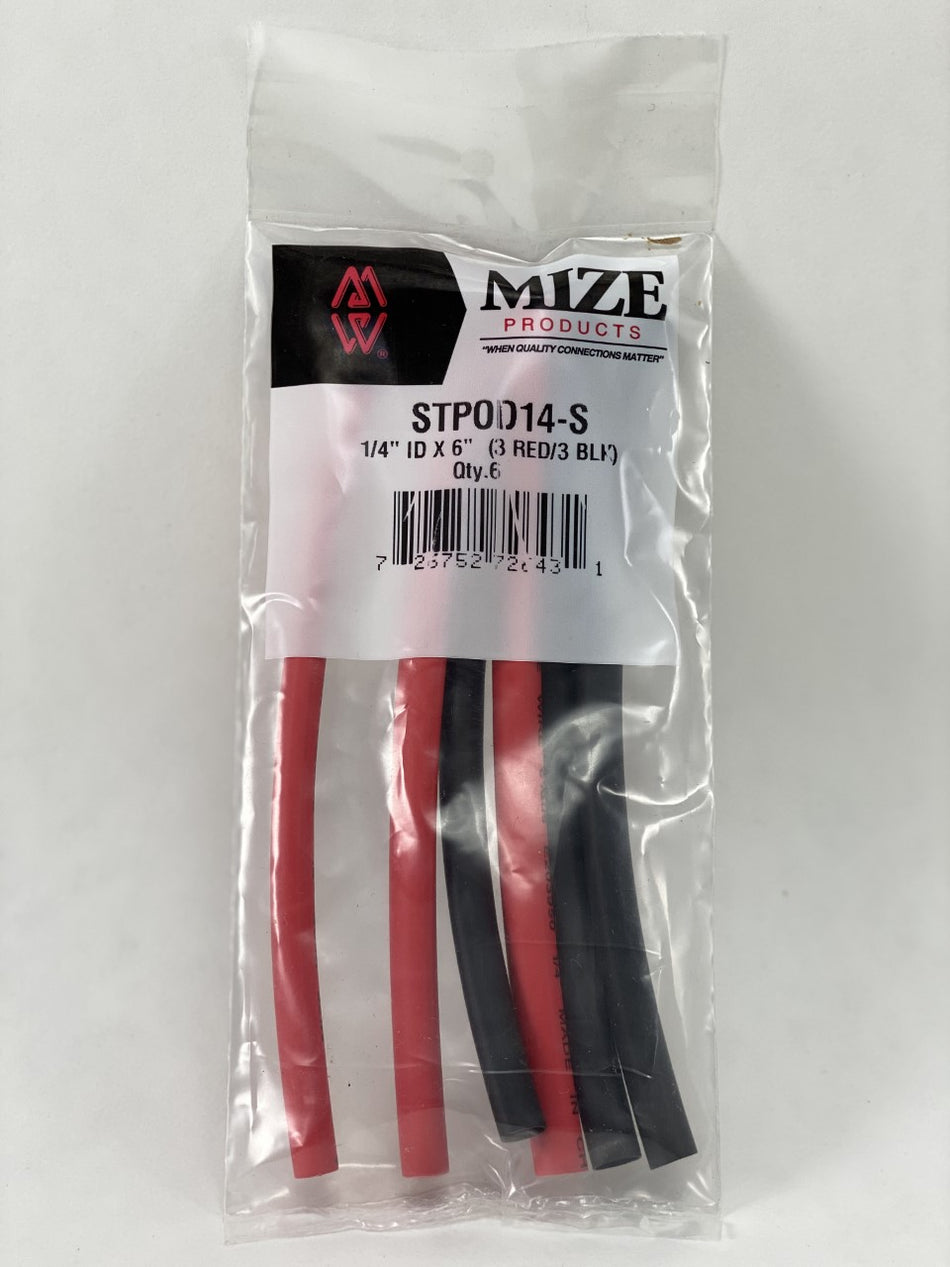 Mize Wire 6 Pc 1/4" Polyolefin Dual Wall Heat Shrink Tubing w/ Adhesive, STPOD14S