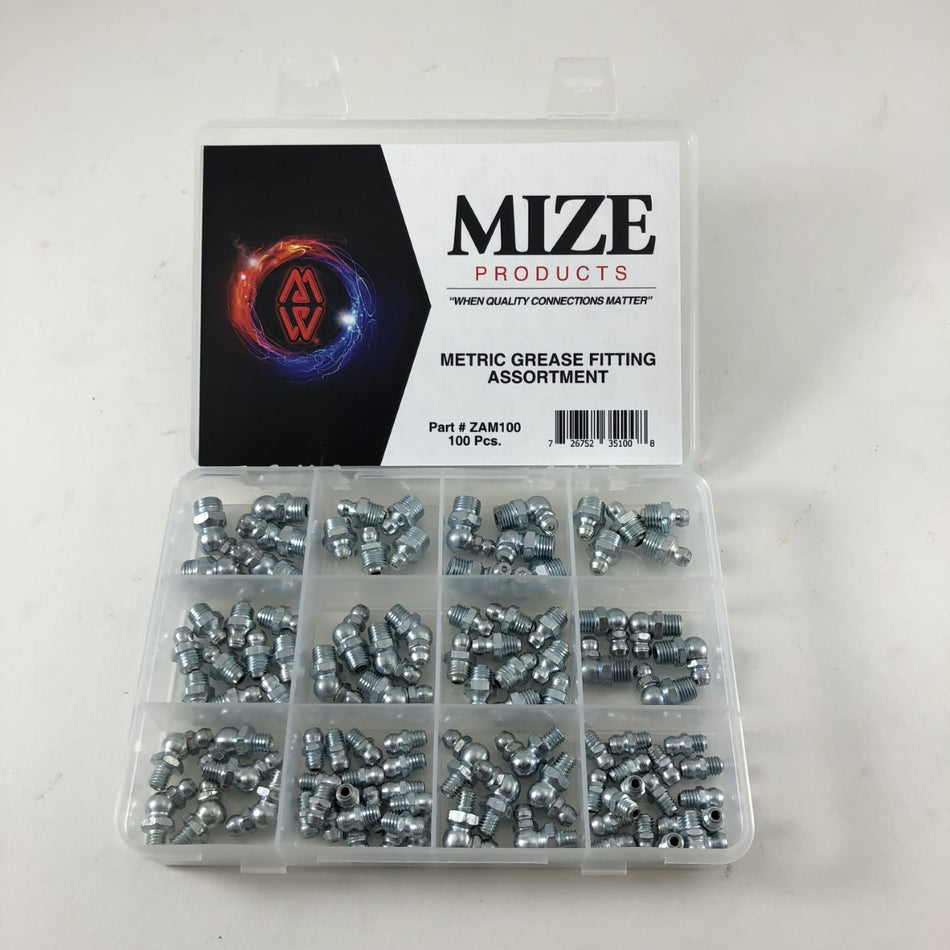 Mize USA 100 Pc Metric Grease Fitting Assortment, ZAM100